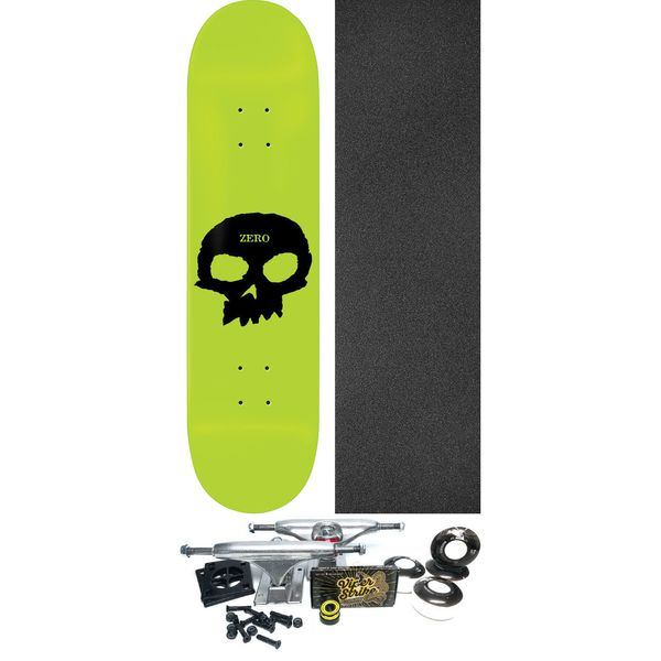 Zero Skateboards Single Skull GITD Glow / Black Skateboard Deck - 8.5" x 32.3" - Complete Skateboard Bundle